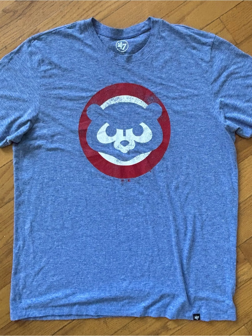47 Brand Heather Blue Chicago Cubs Bear Logo Short Sleeve Tee XL